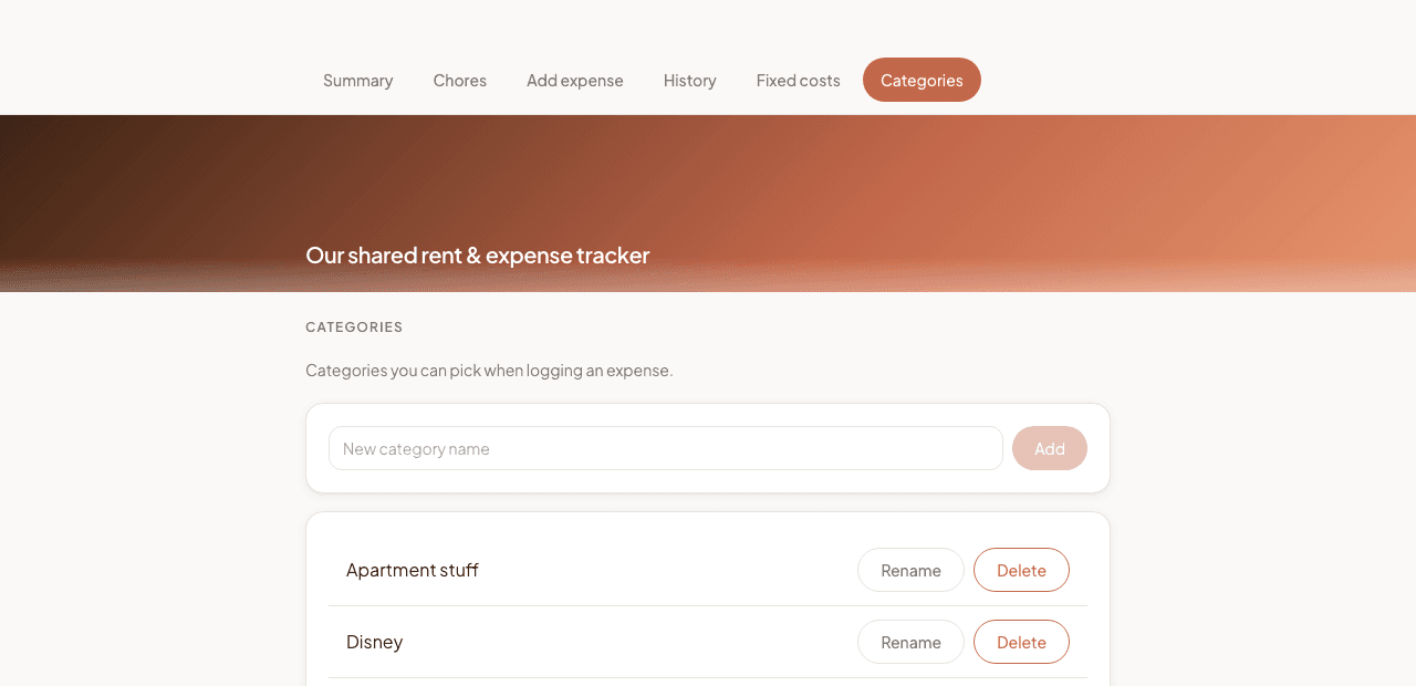 Screenshot of Shared Expense & Settlement Tracker