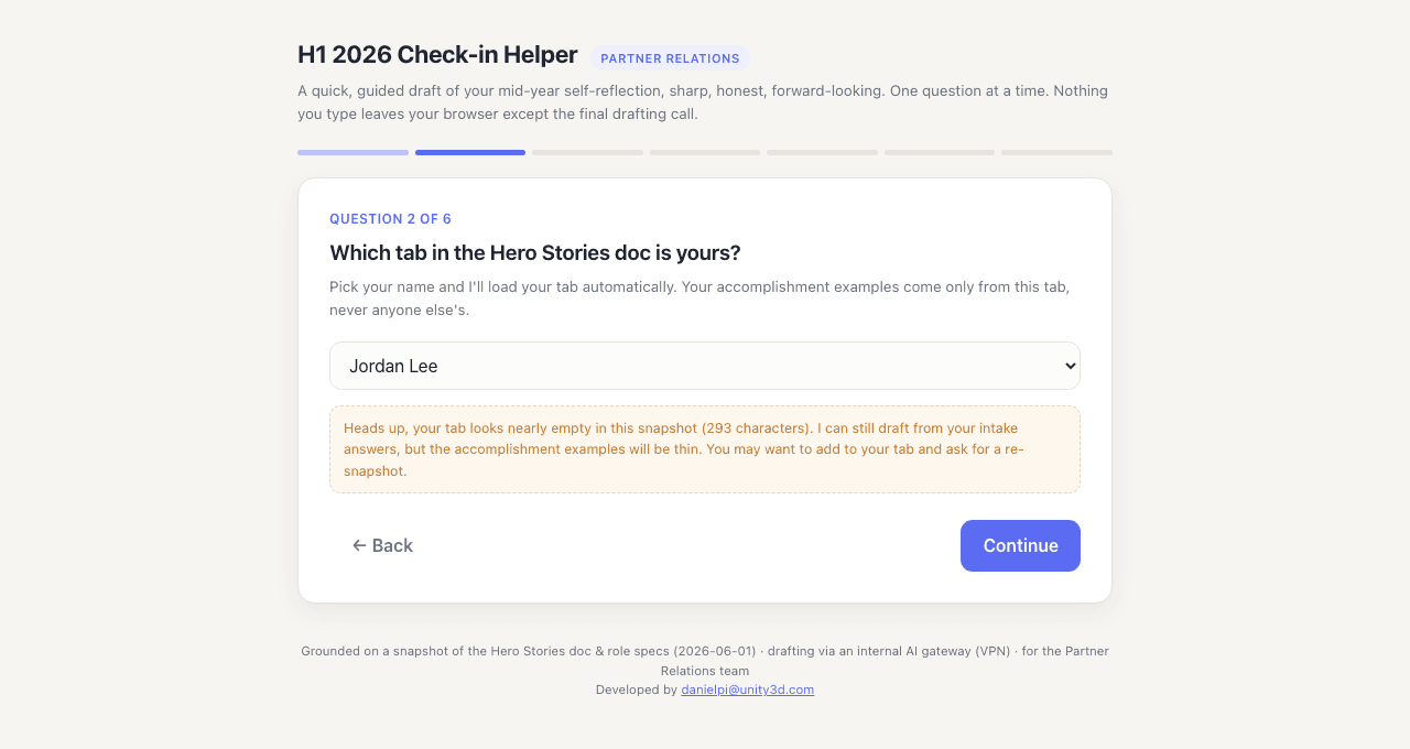 Screenshot of Guided Self-Review Assistant