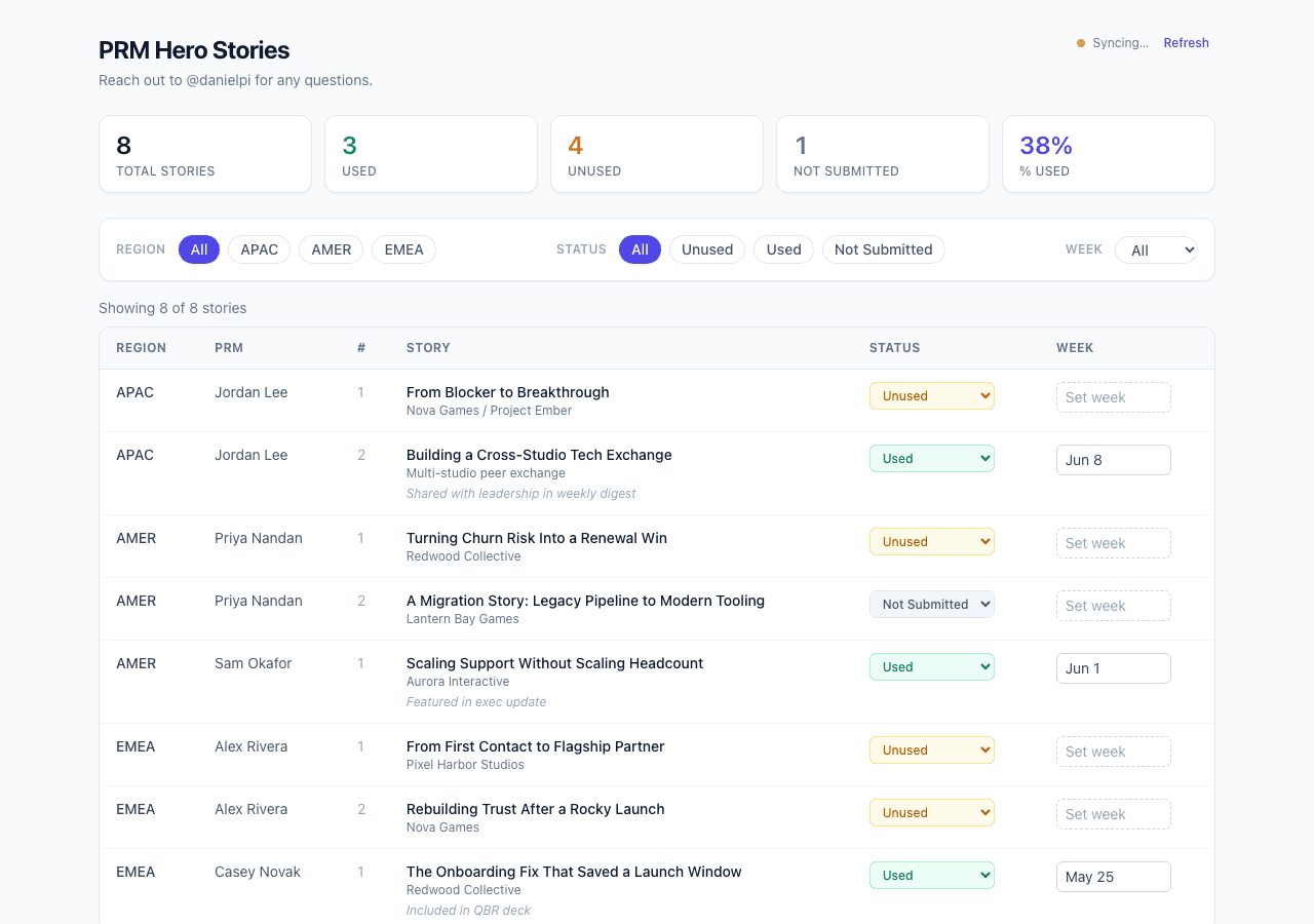 Screenshot of Customer Story Intelligence Pipeline